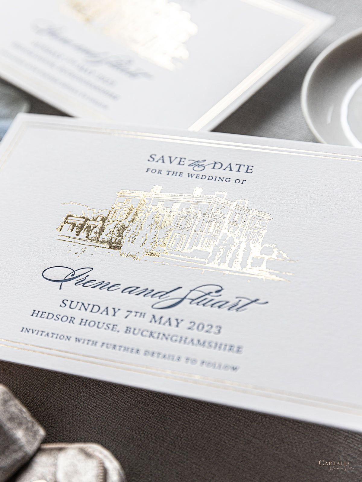 Votre lieu | Foil de luxe et typographie économiser la date avec l'enveloppe | Maison heddsor