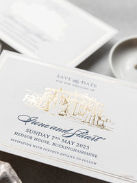 Votre lieu | Foil de luxe et typographie économiser la date avec l'enveloppe | Maison heddsor