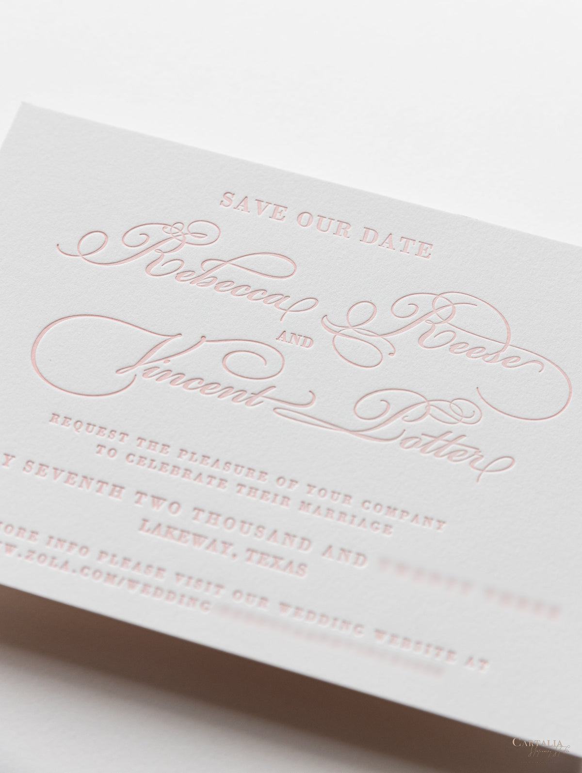 Luxury Letterpress Elegant Sauf la date dans la carte 100% coton 710gsm