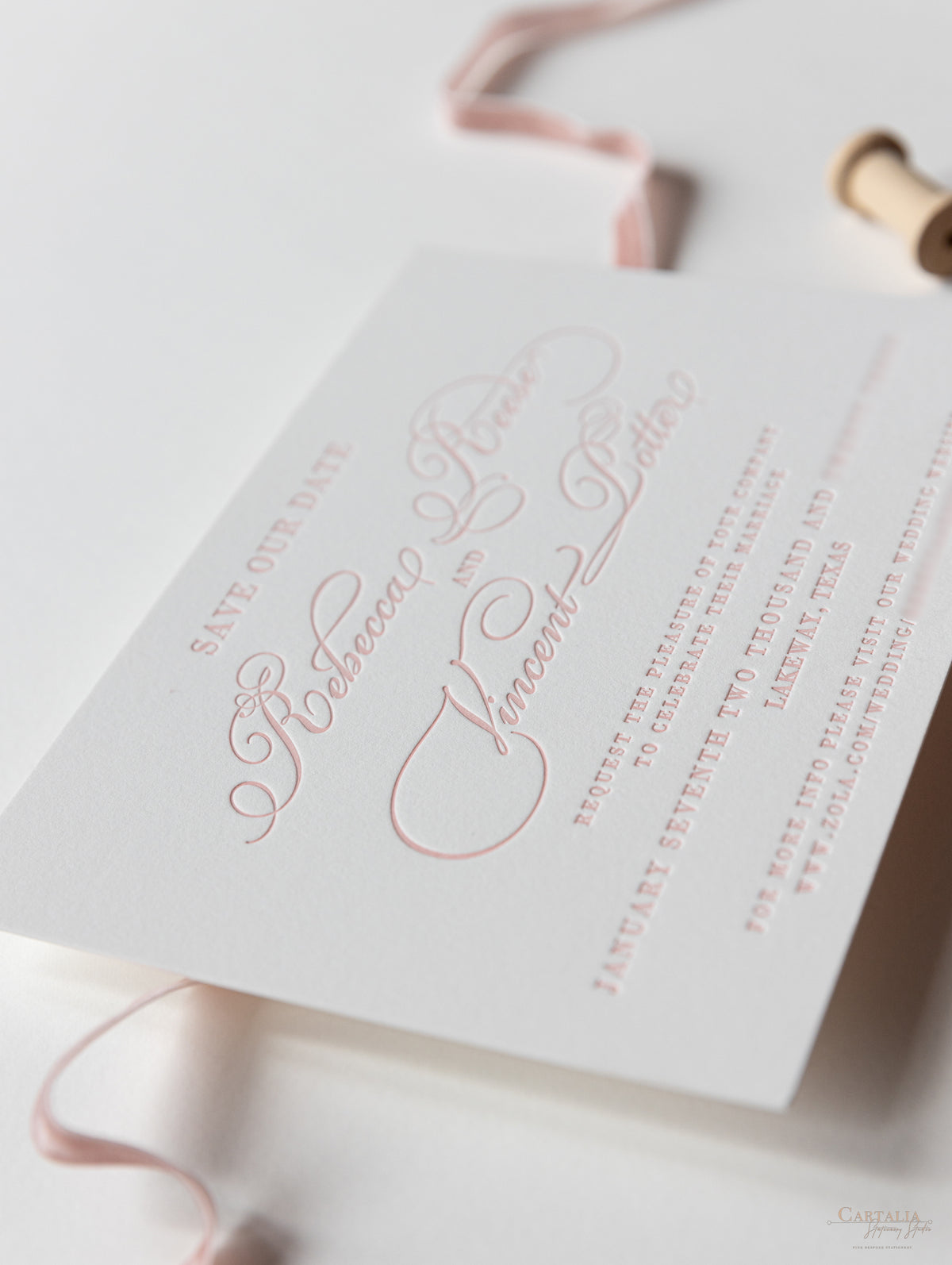 Luxury Letterpress Elegant Sauf la date dans la carte 100% coton 710gsm