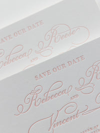 Luxury Letterpress Elegant Sauf la date dans la carte 100% coton 710gsm