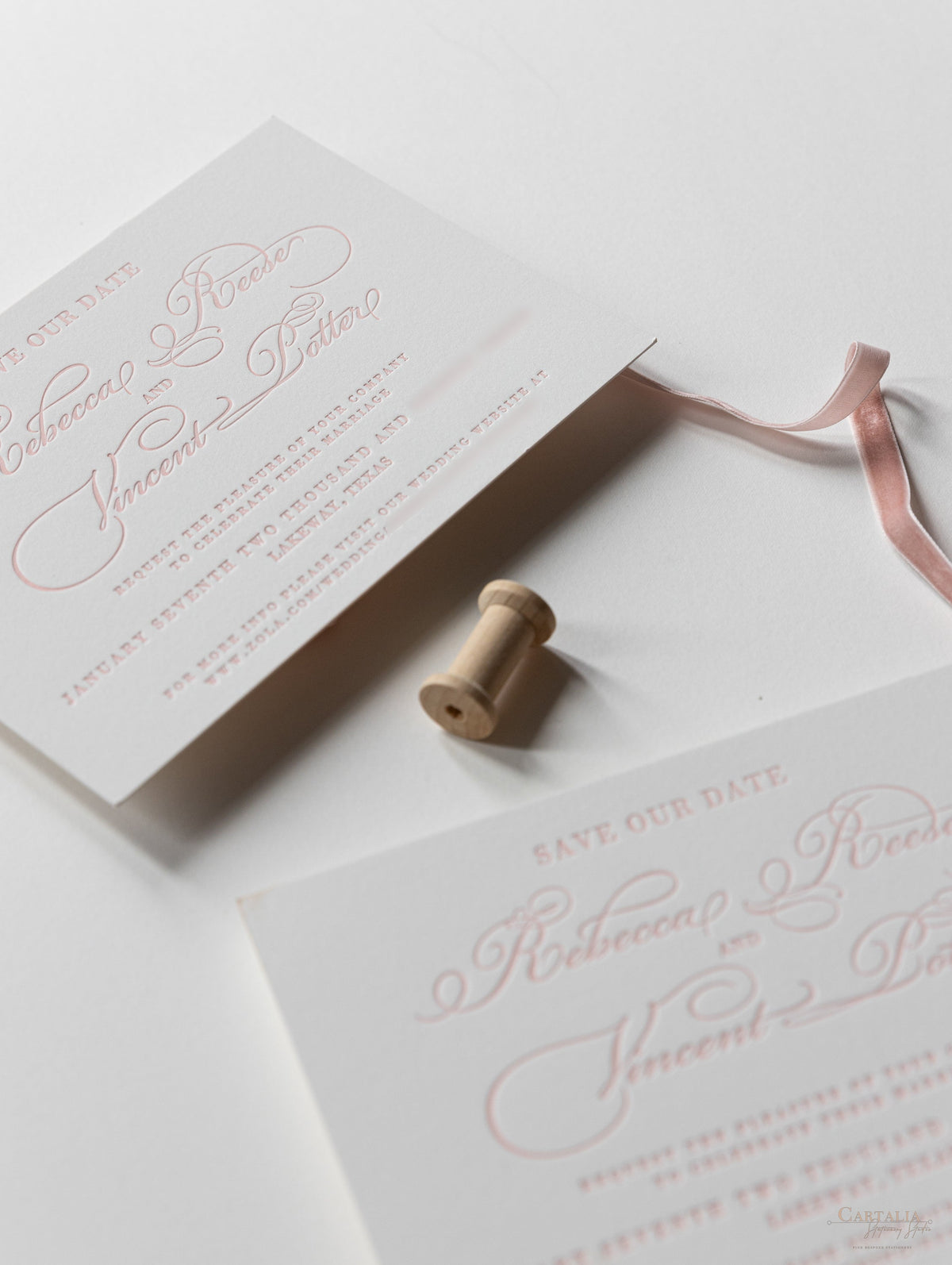 Luxury Letterpress Elegant Sauf la date dans la carte 100% coton 710gsm