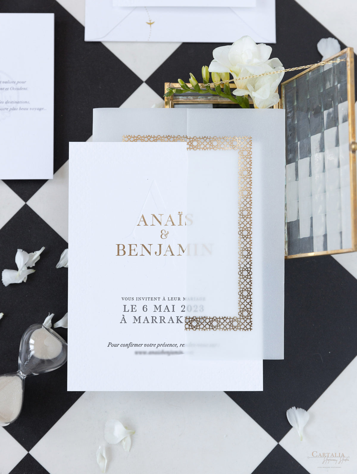 Mariage de destination au Maroc | Invitations de mariage Marrakech | Commission sur mesure A&B