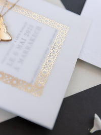 Mariage de destination au Maroc | Invitations de mariage Marrakech | Commission sur mesure A&B