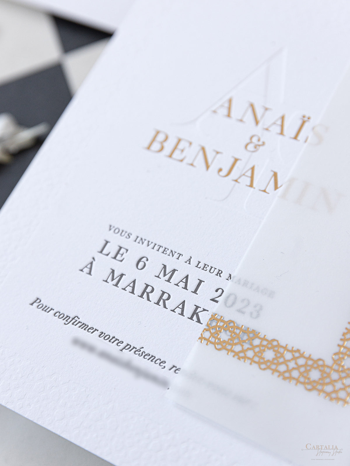 Mariage de destination au Maroc | Invitations de mariage Marrakech | Commission sur mesure A&B