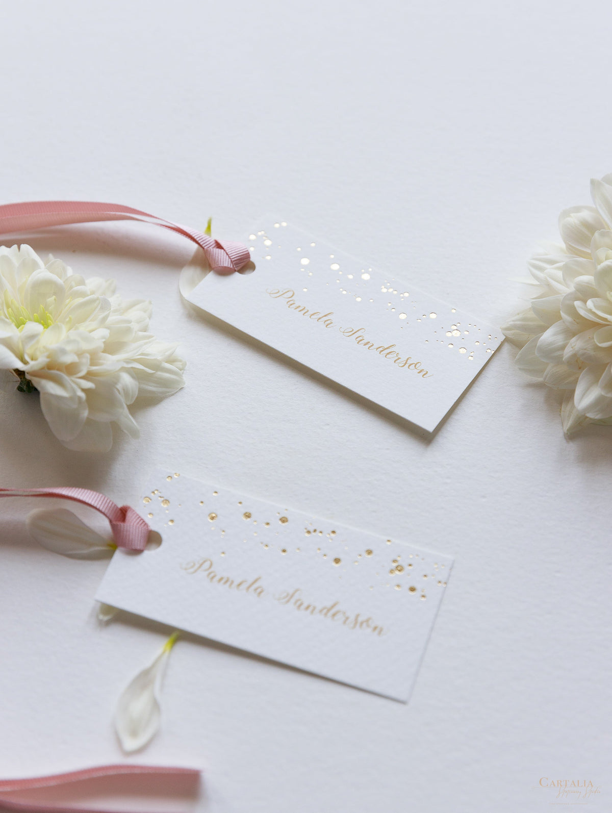 Luxury Royal Gold Foil Confetti Disted Blush Pink Place Carte