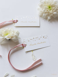 Luxury Royal Gold Foil Confetti Disted Blush Pink Place Carte