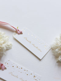 Luxury Royal Gold Foil Confetti Dotted Blush Pink Place Card