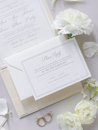 Luxury Timeless Champagne Pearlised Folder Pocket with Rsvp Card