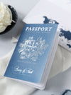 Portafoglio da viaggio FOLDER argento e blu navy: lussuosa suite per inviti per passaporto di nozze in tasca e etichetta a specchio