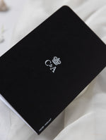Suite per inviti di nozze con passaporto di lusso nero con glitter argento e vera lamina d'argento