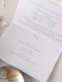 FOLDER Portafoglio da viaggio: lussuoso invito per passaporto di nozze in oro rosa con codice Qr in tasca e etichetta per specchio Suite per invito per passaporto
