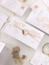 FOLDER Travel Wallet : Luxury Rose Gold Wedding Passport Invite with Qr Code  in Pocket & Mirror Tag Passport Invitation Suite