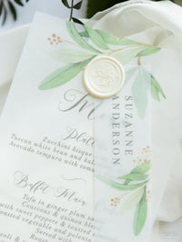 Greenery Parchment Vellum Print with Wax Seal Foliage Menu