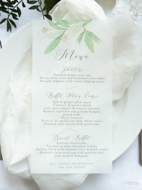 Greenery Parchment Vellum Print with Wax Seal Foliage Menu