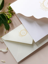 Villa del Balbianello Luxury Wedding Invitation Suite | Pocketstyle Folio with Watercolour Venue and Gold Foil |  Lake Como Wedding