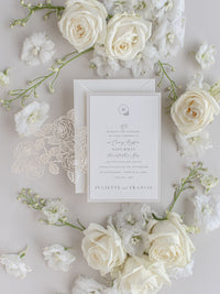 Intricate Laser Cut Rose Detail Evening Invitation