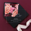 Acrylic Save the Date with Calligraphy Perspex See Through Plexi - Engraved with Floral Liner