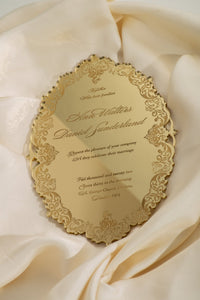 Invitation en boîte de luxe: un miroir décadent Gold Plexi Invitation de mariage - gravé