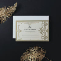 Golden Hollywood Lasercut Art Deco Great Gatsby Gatefold Wedding Reply Card, RSVP