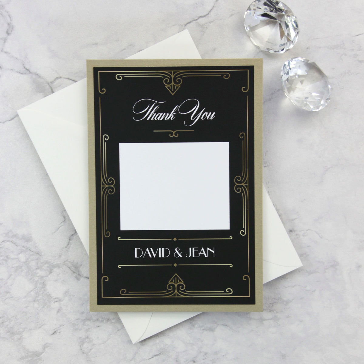 Golden Art Deco Great Gatsby Thank you Card with Envelope