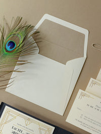 Art Deco Laser Cut Great Gatsby Laser Cut Pocketfold Wedding Invitation Suite with 3 Tier: Guest Info & Travel & RSVP Card