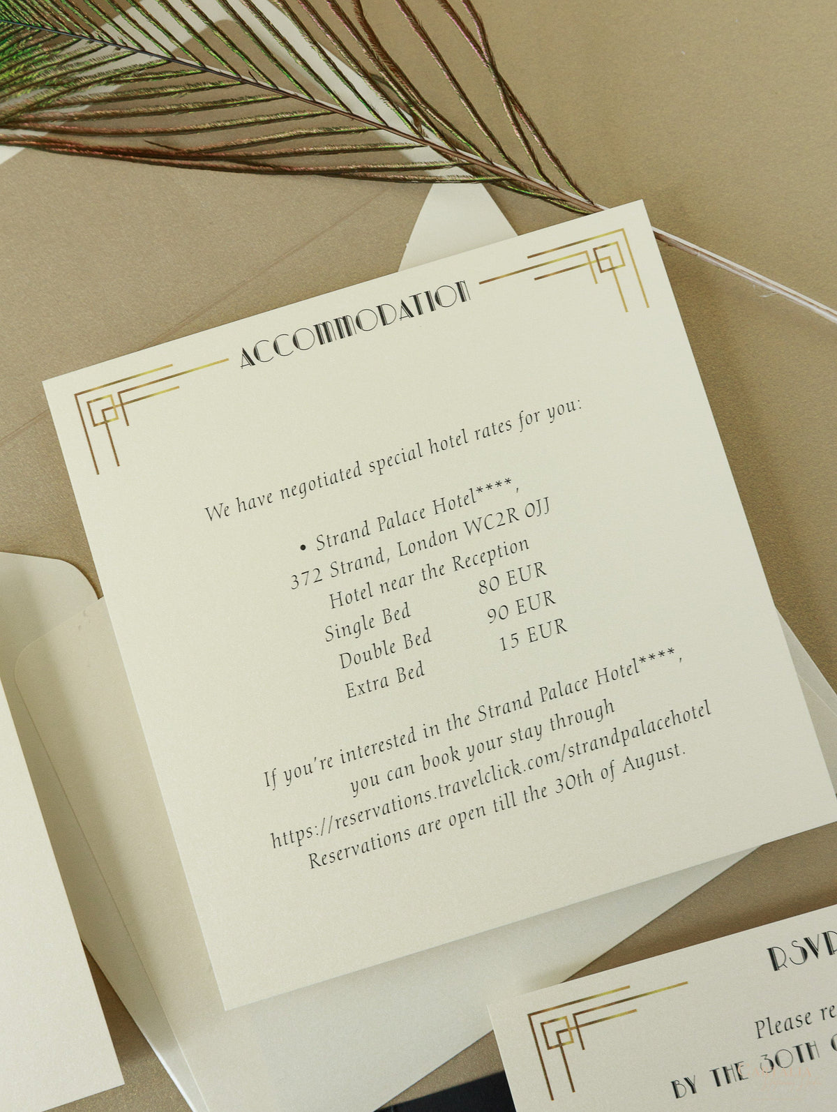 Suite de invitación de boda Art Deco cortada con láser Great Gatsby, cortada con láser, con bolsillo y 3 niveles: información para huéspedes, viajes y tarjeta de confirmación de asistencia