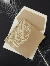 Art déco Laser Cut Great Gatsby Laser Cut Pocketfold Wedding Invitation Suite avec 3 niveaux: Informations invitées et voyage et carte RSVP