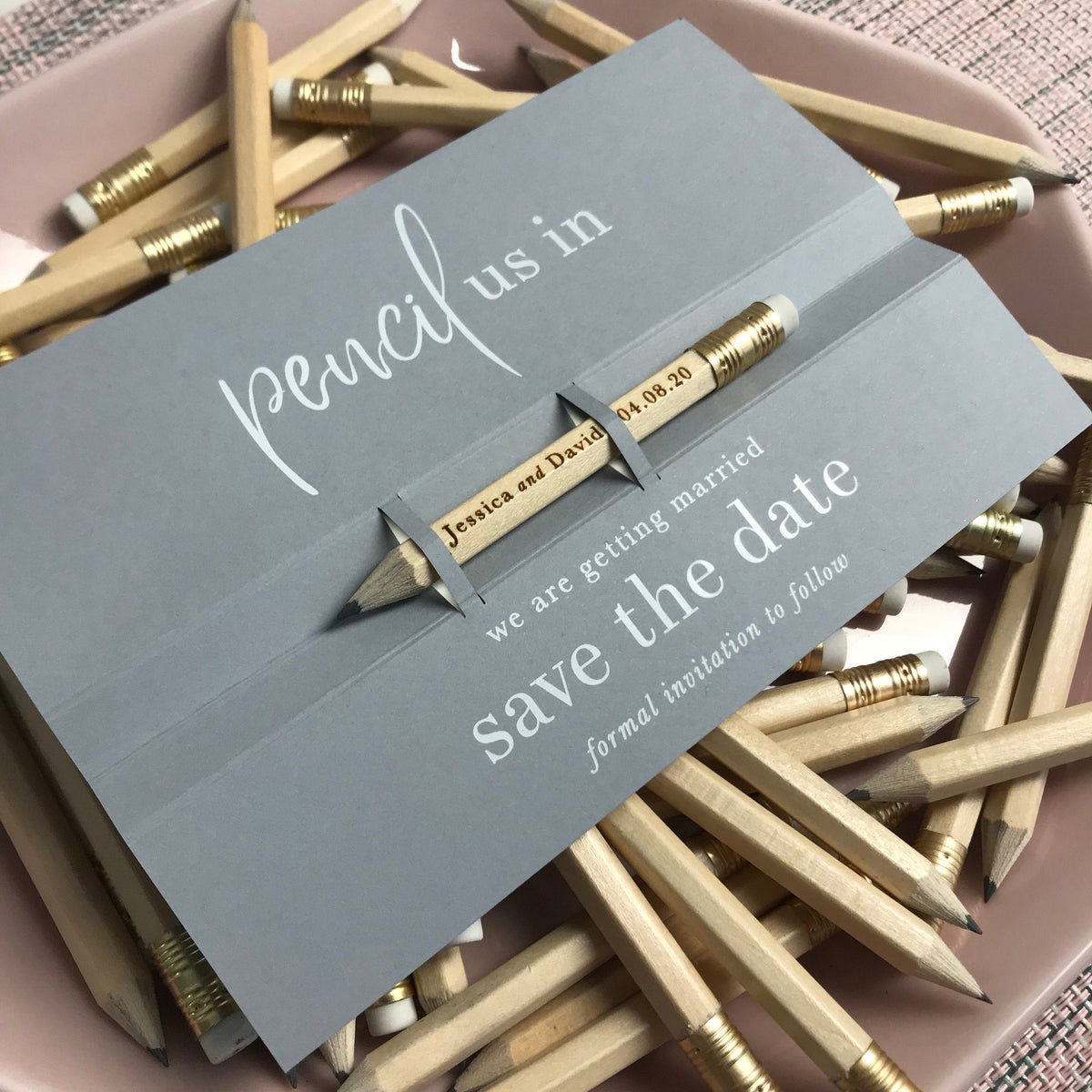Save The Date Pencil Us In Personalized Engraved Wooden Pencils