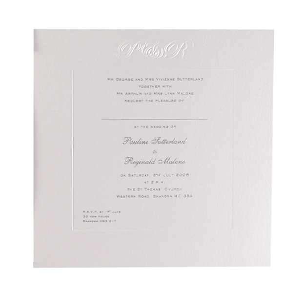 Luxury Embossed Metallic White Evening Invitation