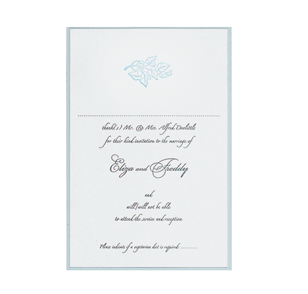 Biglietto di risposta per matrimonio classico in raso blu, RSVP
