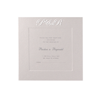 Luxury Embossed Metallic White Save the Date / Thank You / Reply Card With Foil and Sunk Border