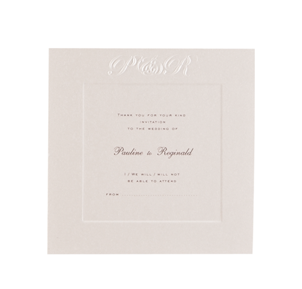 Luxury Embossed Metallic White Save the Date / Thank You / Reply Card With Foil and Sunk Border