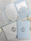 Inviti Hotel Villa Cimbrone | Suite tascabile per matrimonio con lamina d'oro e schizzo della location del matrimonio
