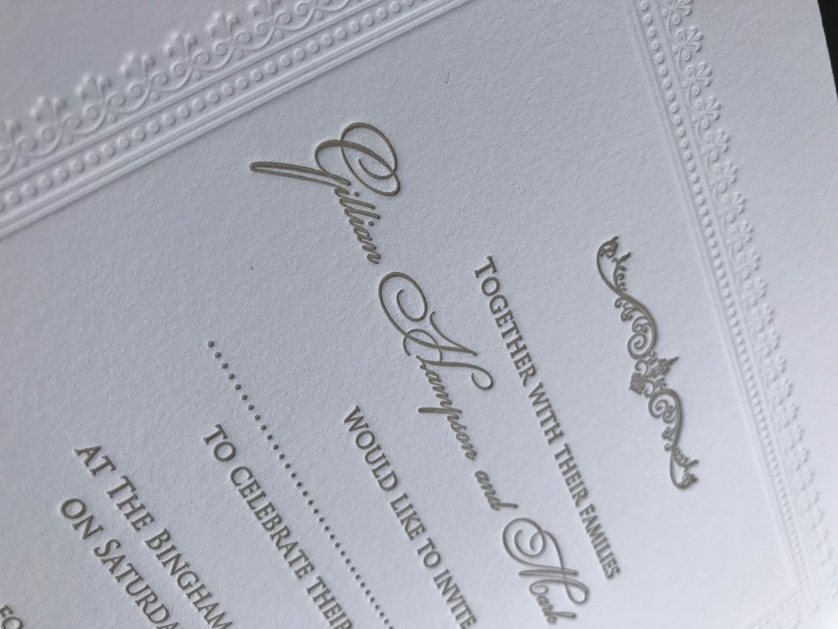 Embossed 710gsm Luxury Letterpress Elegant Day Invitation