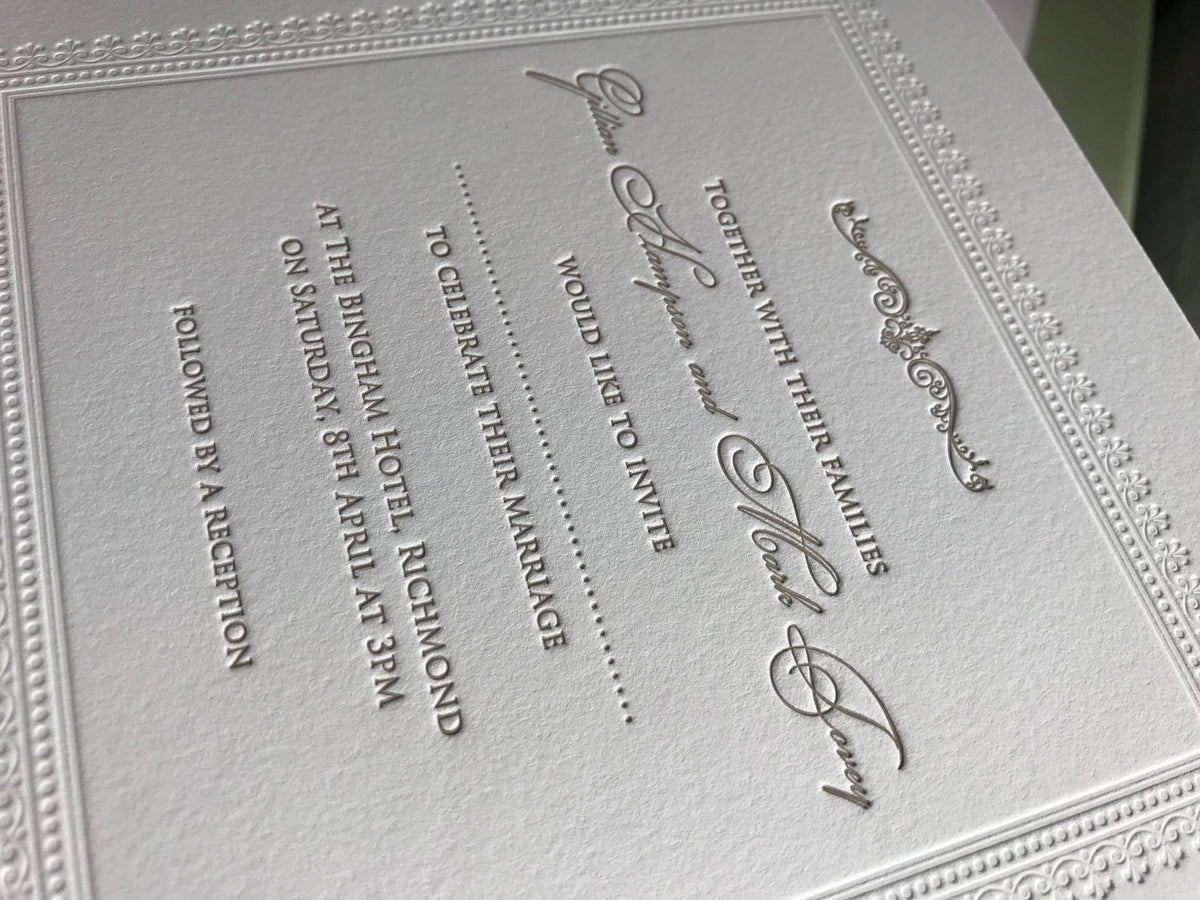 Debossed 710gsm Luxury Letterpress Elegant Day Invitation