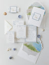 Laguna Beach Wedding Invitations , California in Dusty Blue | Bespoke Commission C&E