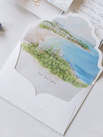 Laguna Beach Wedding Invitations , California in Dusty Blue | Bespoke Commission C&E