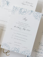 Laguna Beach Wedding Invitations , California in Dusty Blue | Bespoke Commission C&E