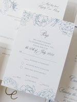 Laguna Beach Wedding Invitations , California in Dusty Blue | Bespoke Commission C&E
