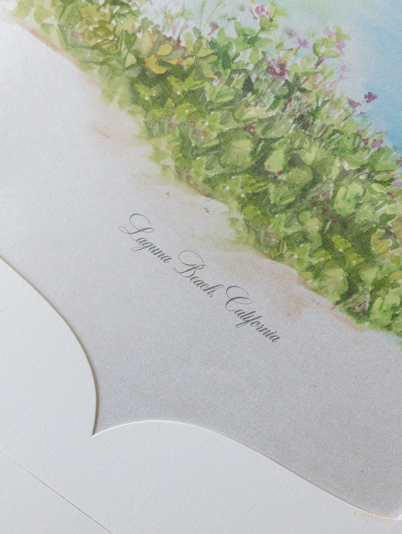 Laguna Beach Wedding Invitations , California in Dusty Blue | Bespoke Commission C&E