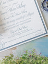 Laguna Beach Wedding Invitations , California in Dusty Blue | Bespoke Commission C&E
