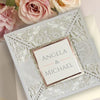 Monogram Belly Band Intricate Laser Cut Square Foil border with Glitter Pocket Invitation