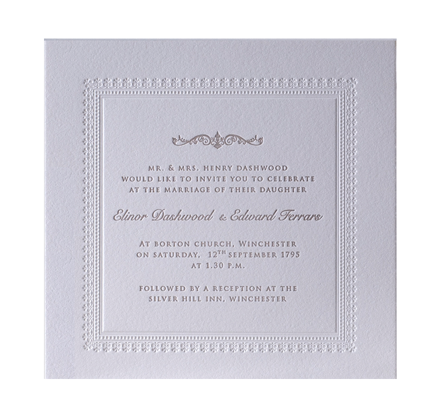 Invito serale elegante con stampa tipografica di lusso in rilievo da 710 g/m²