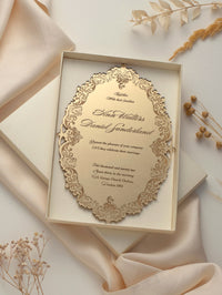 Invitation en boîte de luxe: un miroir décadent Gold Plexi Invitation de mariage - gravé