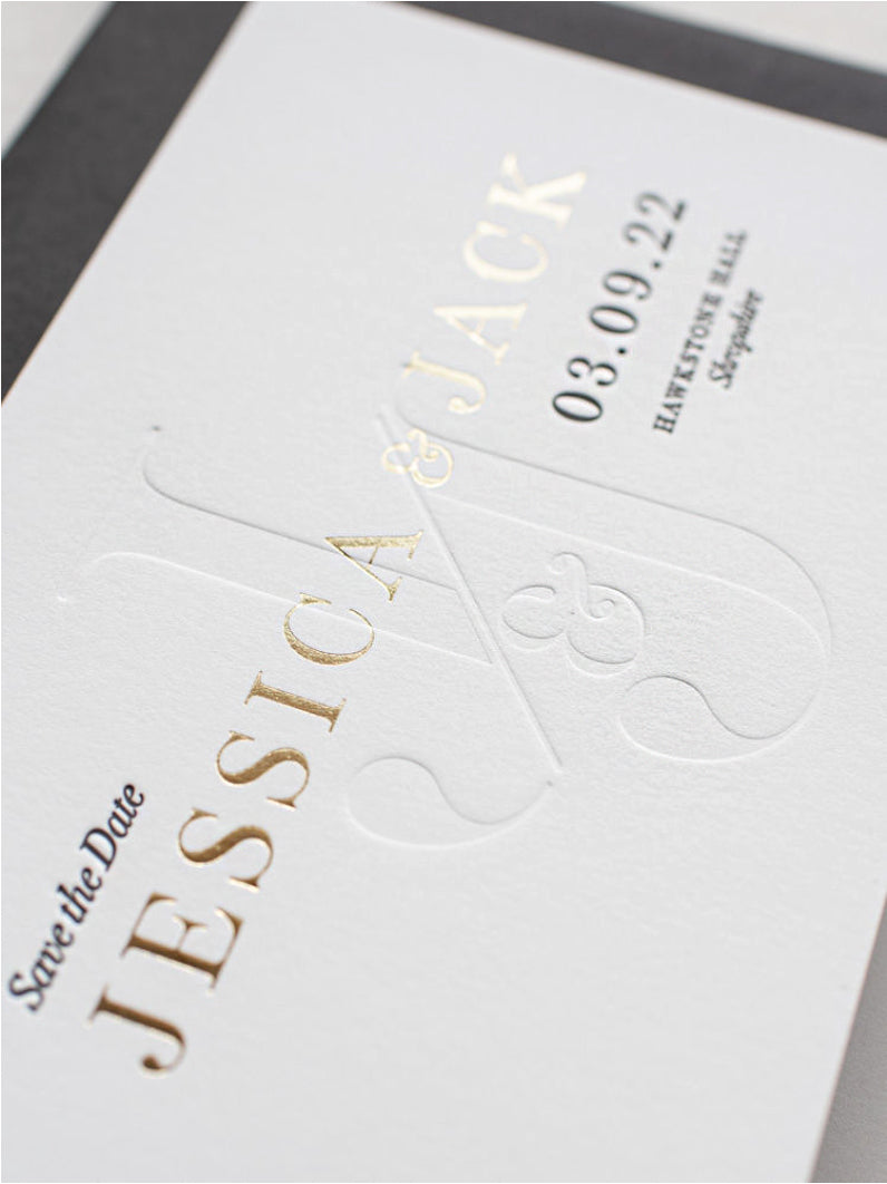 MINIMAL | Luxury Monogram & Foil 710gsm Letterpress Save the Date