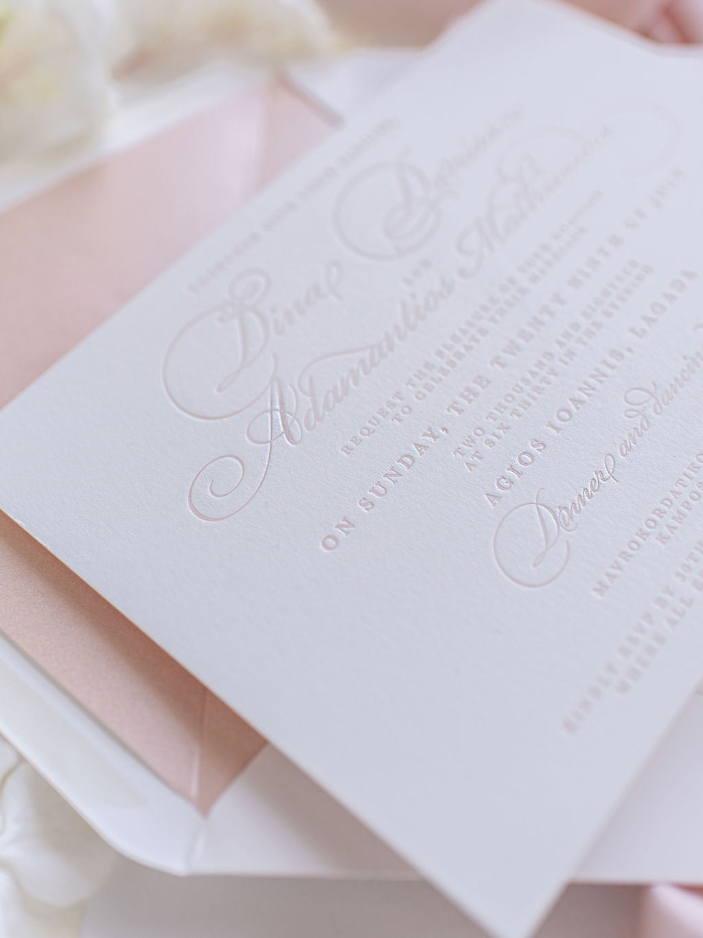 Invito per il giorno del matrimonio elegante con stampa tipografica di lusso in cartone 100% cotone da 710 g/m²