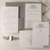 Luxury Letterpress 710 gsm Grey Pocket fold Wedding Invitation Suite