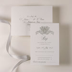 Luxury 710gsm Letterpress Folder Pocket Invitation Suite with Mirror Tag and Bow Tied Ribbon