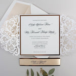 Fard in lamina d'oro rosa e classico bianco - Carta Rsvp